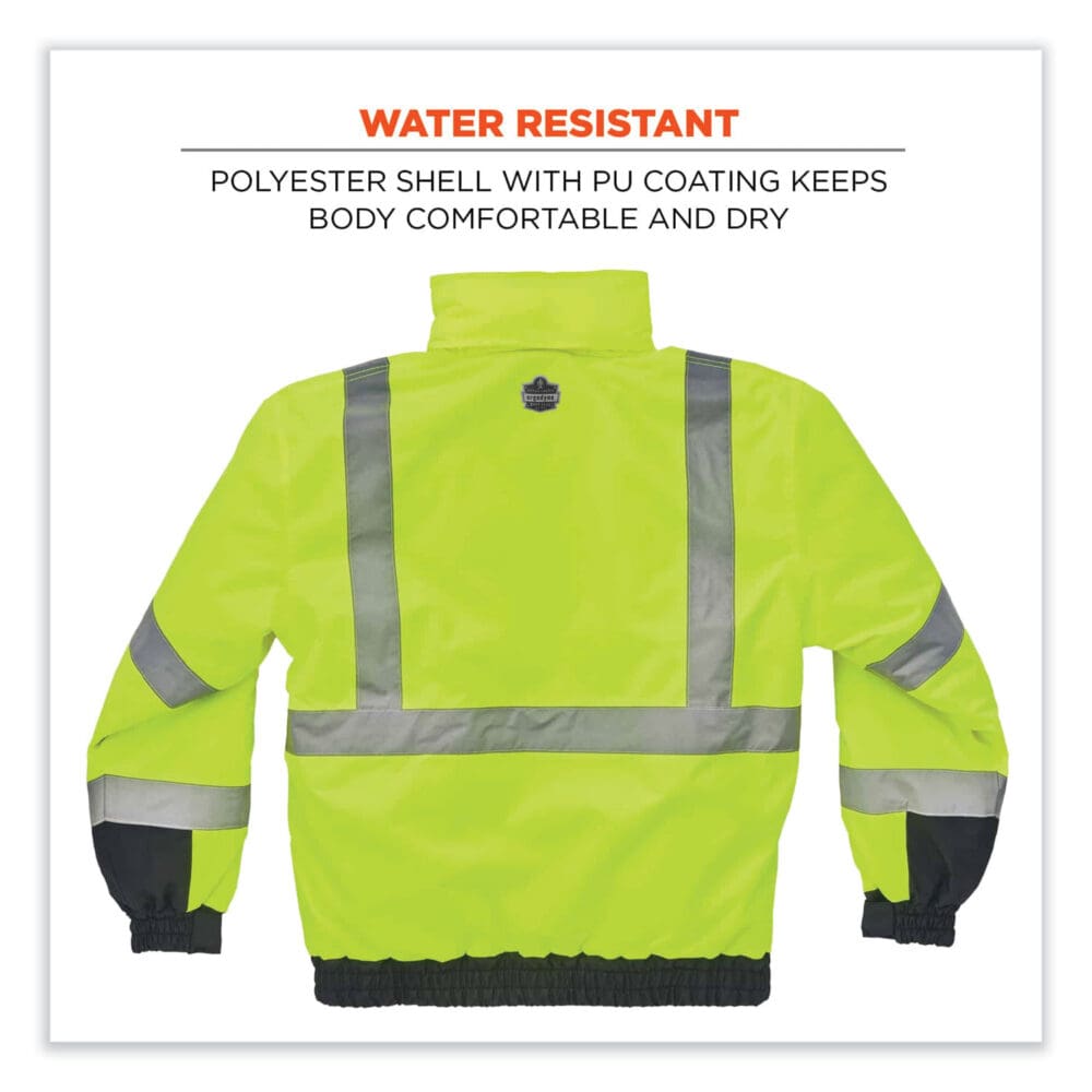 GloWear 8377 Class 3 Hi-Vis Quilted Bomber Jacket, Lime, 2X-Large, Ships in 1-3 Business Days - Image 7