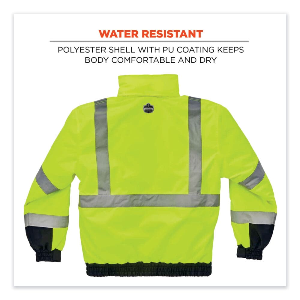 GloWear 8377 Class 3 Hi-Vis Quilted Bomber Jacket, Lime, 5X-Large, Ships in 1-3 Business Days - Image 2
