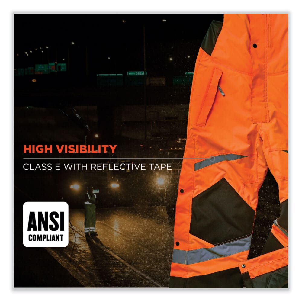GloWear 8928 Class E Hi-Vis Insulated Bibs, Small, Orange, Ships in 1-3 Business Days - Image 3