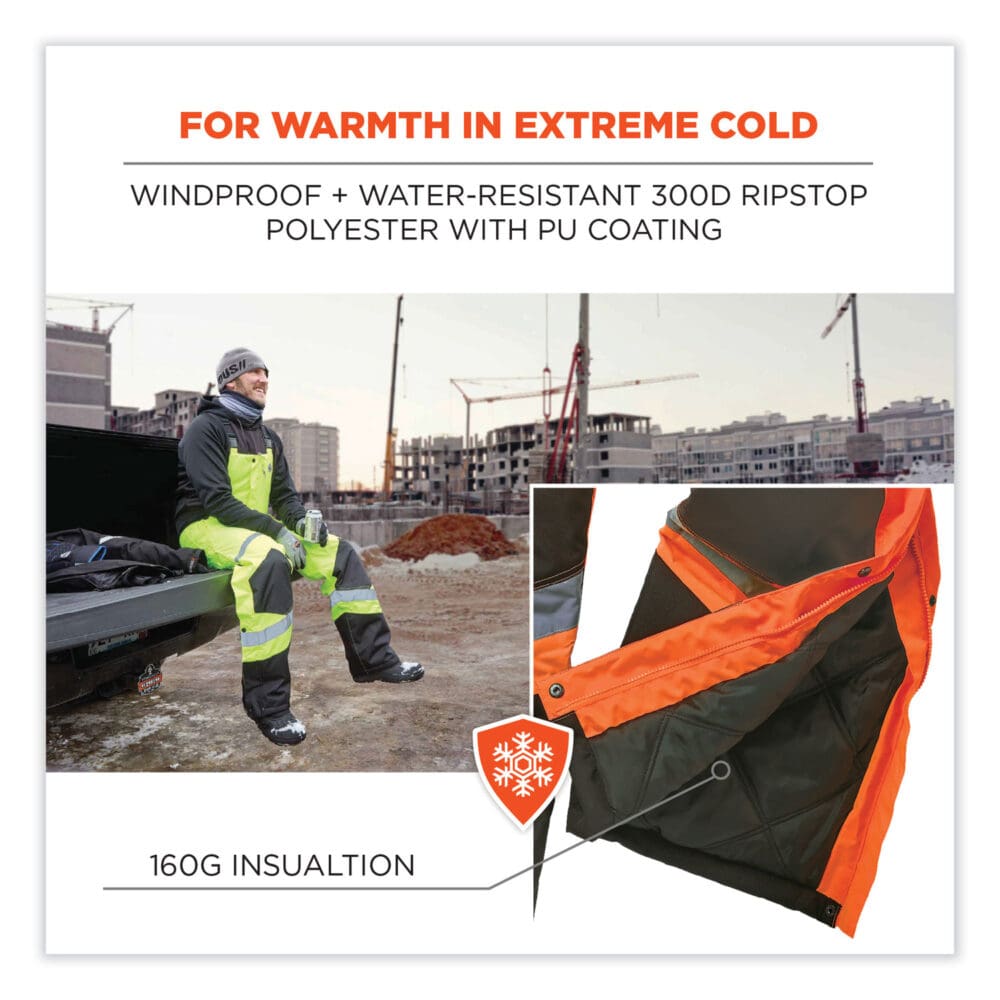 GloWear 8928 Class E Hi-Vis Insulated Bibs, X-Large, Orange, Ships in 1-3 Business Days - Image 3
