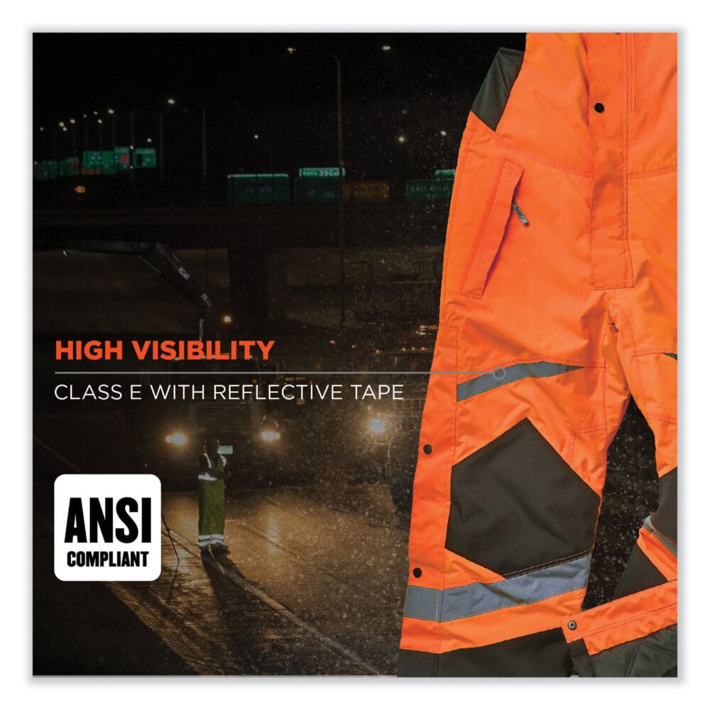 GloWear 8928 Class E Hi-Vis Insulated Bibs, X-Large, Orange, Ships in 1-3 Business Days - Image 4