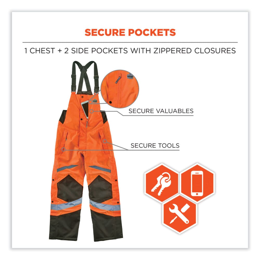 GloWear 8928 Class E Hi-Vis Insulated Bibs, X-Large, Orange, Ships in 1-3 Business Days - Image 7