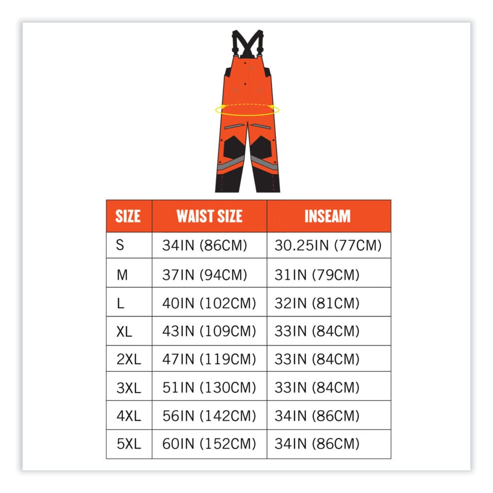 GloWear 8928 Class E Hi-Vis Insulated Bibs, X-Large, Orange, Ships in 1-3 Business Days - Image 8