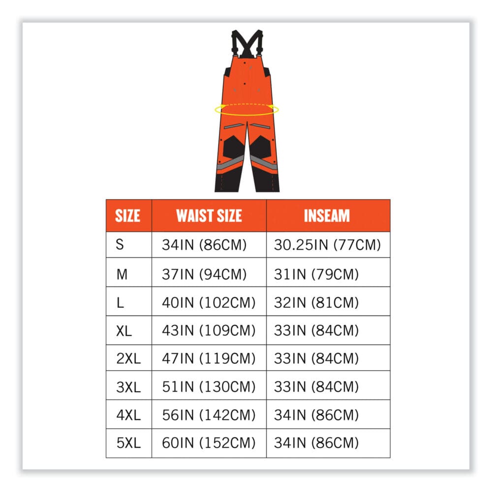 GloWear 8928 Class E Hi-Vis Insulated Bibs, 4X-Large, Orange, Ships in 1-3 Business Days - Image 8