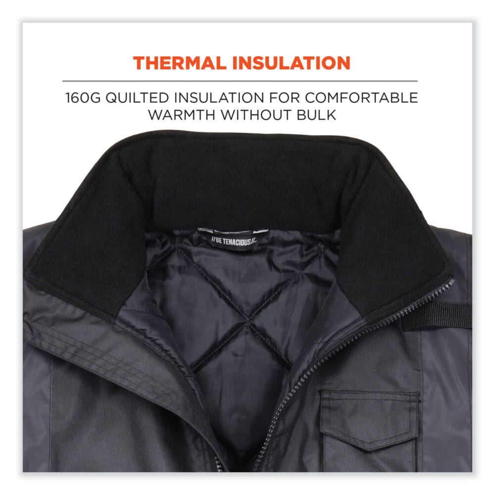 GloWear 8377EV Non-Certified Hi-Vis Quilted Bomber Jacket, Black, Large, Ships in 1-3 Business Days - Image 4