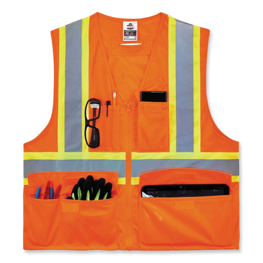GloWear 8235ZX Class 2 Two-Tone X-Back Vest, Polyester, 2X-Large/3X-Large, Orange, Ships in 1-3 Business Days - Image 4