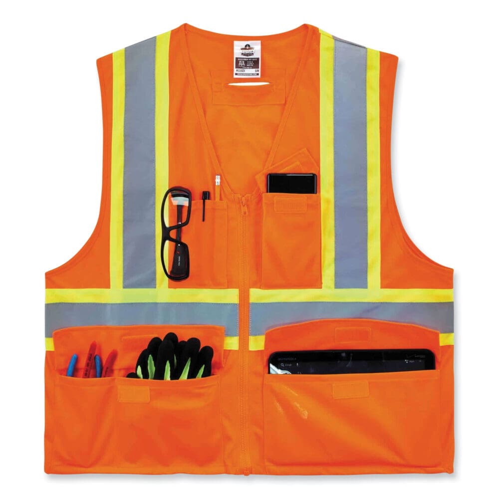 GloWear 8235ZX Class 2 Two-Tone X-Back Vest, Polyester, 4X-Large/5X-Large, Orange, Ships in 1-3 Business Days - Image 4