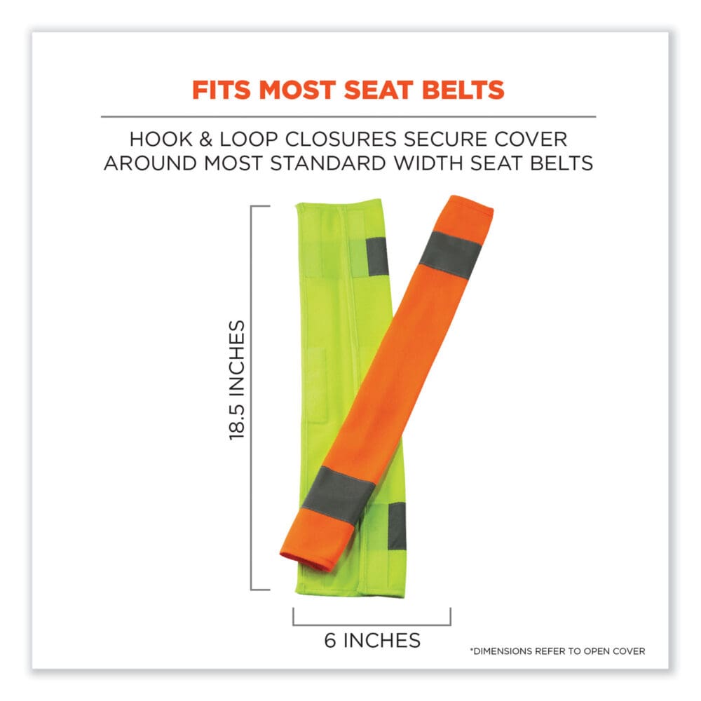 GloWear 8004 Hi-Vis Seat Belt Cover, 6" x 18.5", Lime, Ships in 1-3 Business Days - Image 3