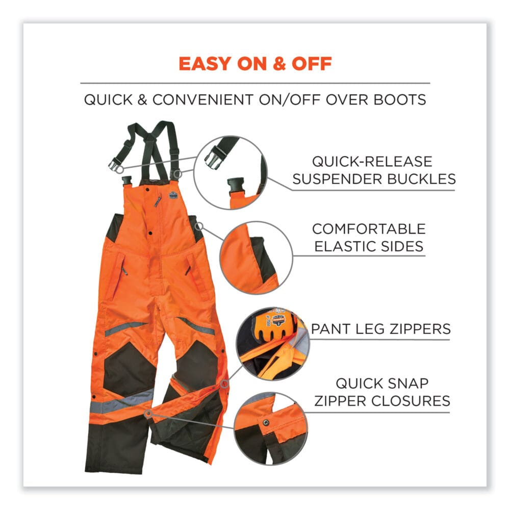 GloWear 8928 Class E Hi-Vis Insulated Bibs, 4X-Large, Orange, Ships in 1-3 Business Days - Image 5