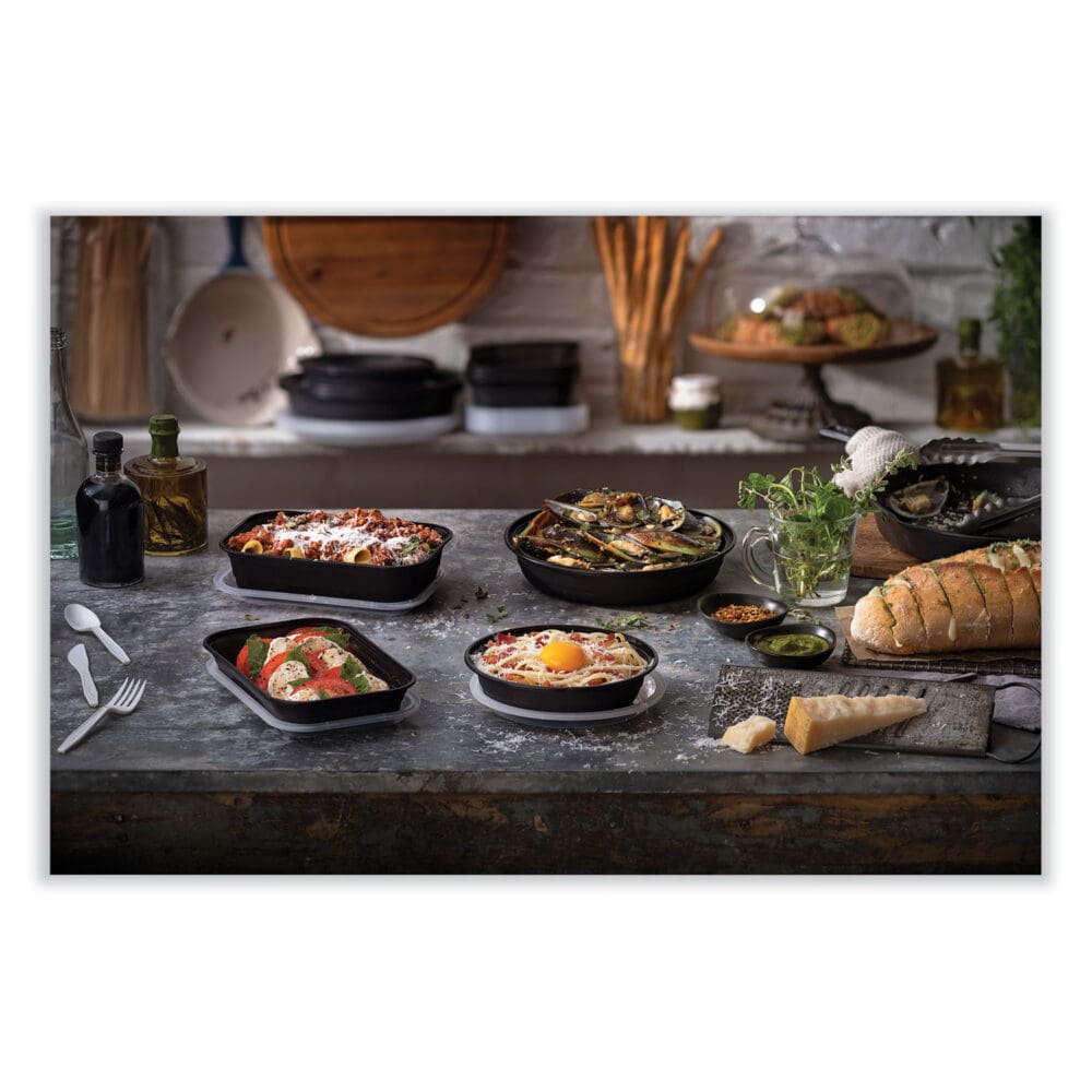 EarthChoice Versa2Go Microwaveable Container, 36 oz, 8.4 x 5.6 x 2, Black/Clear, Plastic, 150/Carton - Image 4