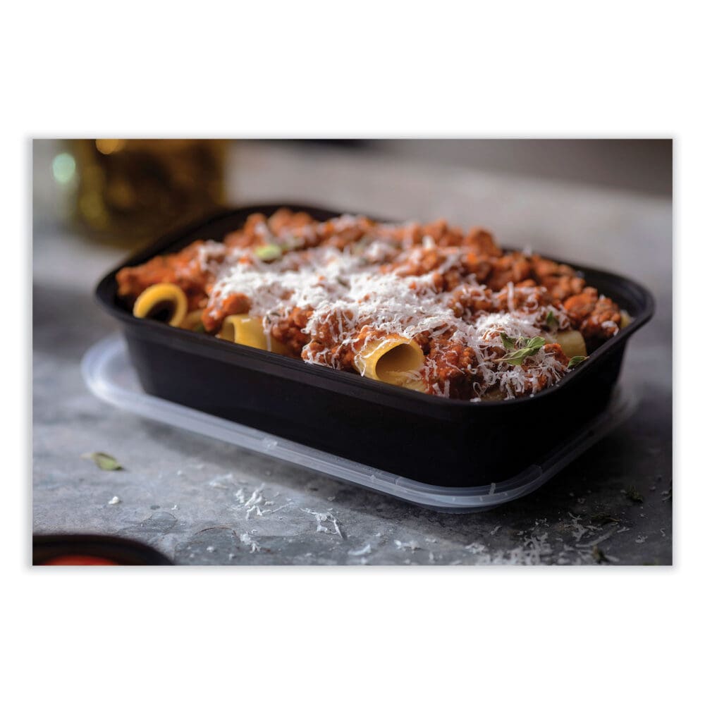 EarthChoice Versa2Go Microwaveable Container, 36 oz, 8.4 x 5.6 x 2, Black/Clear, Plastic, 150/Carton - Image 5