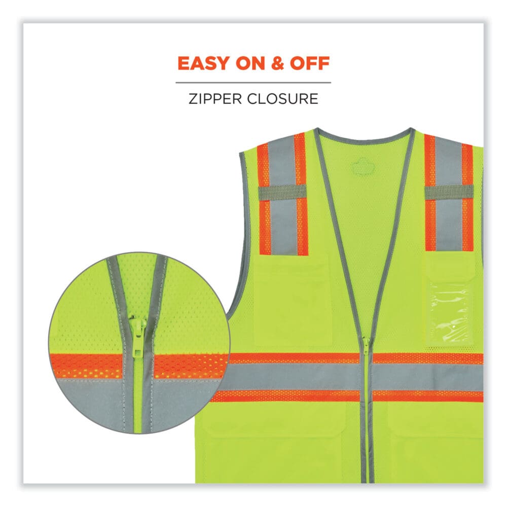 GloWear 8246Z-S Single Size Class 2 Two-Tone Mesh Vest, Polyester, 2X-Large, Lime, Ships in 1-3 Business Days - Image 5