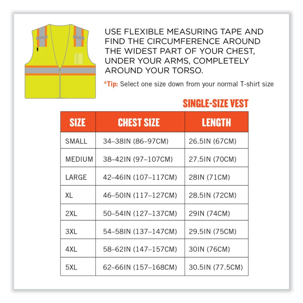 GloWear 8246Z-S Single Size Class 2 Two-Tone Mesh Vest, Polyester, 2X-Large, Lime, Ships in 1-3 Business Days - Image 7