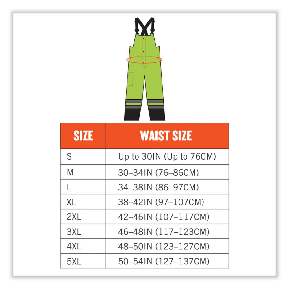 GloWear 8918BK Class E Hi-Vis Rain Bibs Black Bottom, Medium, Lime, Ships in 1-3 Business Days - Image 6