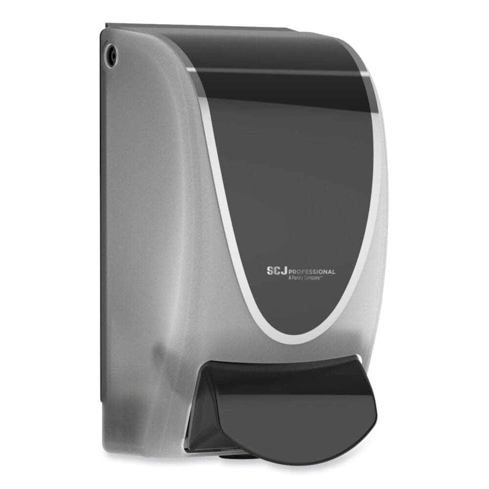Transparent Manual Dispenser, 1 L, 4.92 x 4.5 x 9.25, Black/Chrome, 15/Carton - Image 2