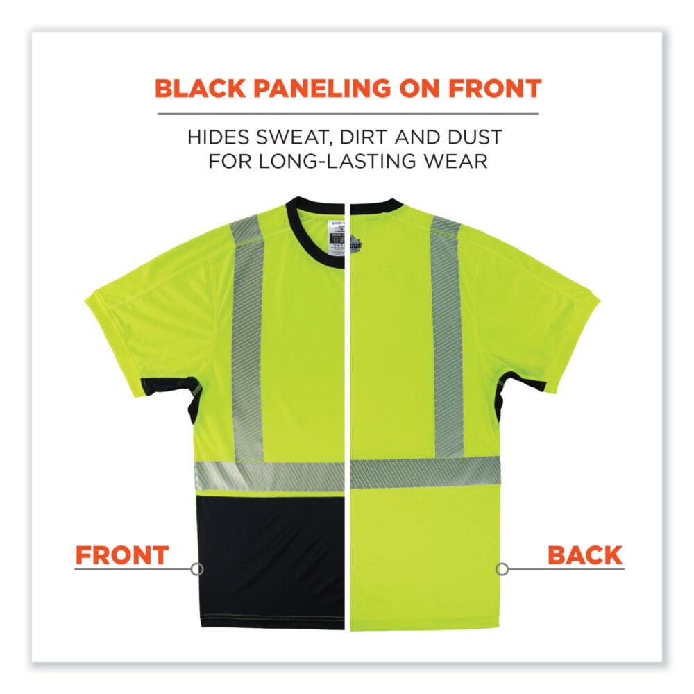 GloWear 8283BK Class 2 Lightweight Performance Hi-Vis T-Shirt, Polyester, Small, Lime, Ships in 1-3 Business Days - Image 5