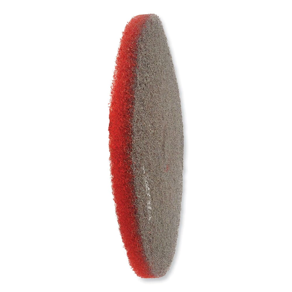 EZ CARE Heavy Duty Scrub Pad, 20" Diameter, Red/Gray, 5/Carton - Image 3