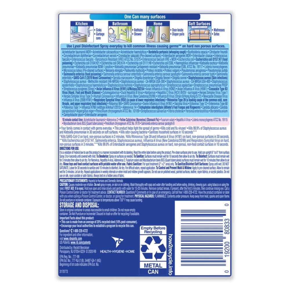 Disinfectant Spray, Early Morning Breeze, 12.5 oz Aerosol Spray, 12/Carton - Image 9