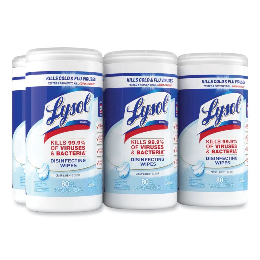 Disinfecting Wipes, 1-Ply, 7 x 7.25, Crisp Linen, White, 80 Wipes/Canister, 6 Canisters/Carton - Image 11