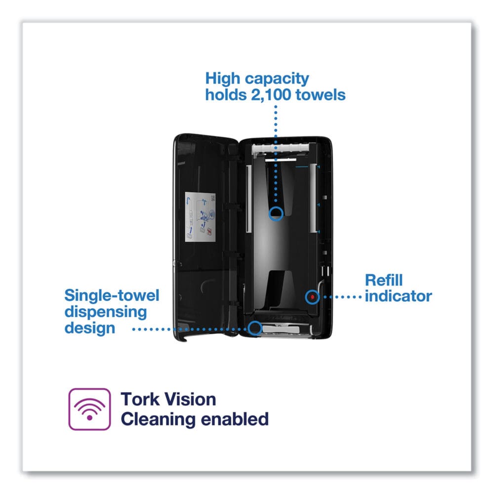 PeakServe Continuous Hand Towel Dispenser, 14.57 x 3.98 x 28.74, Black - Image 2