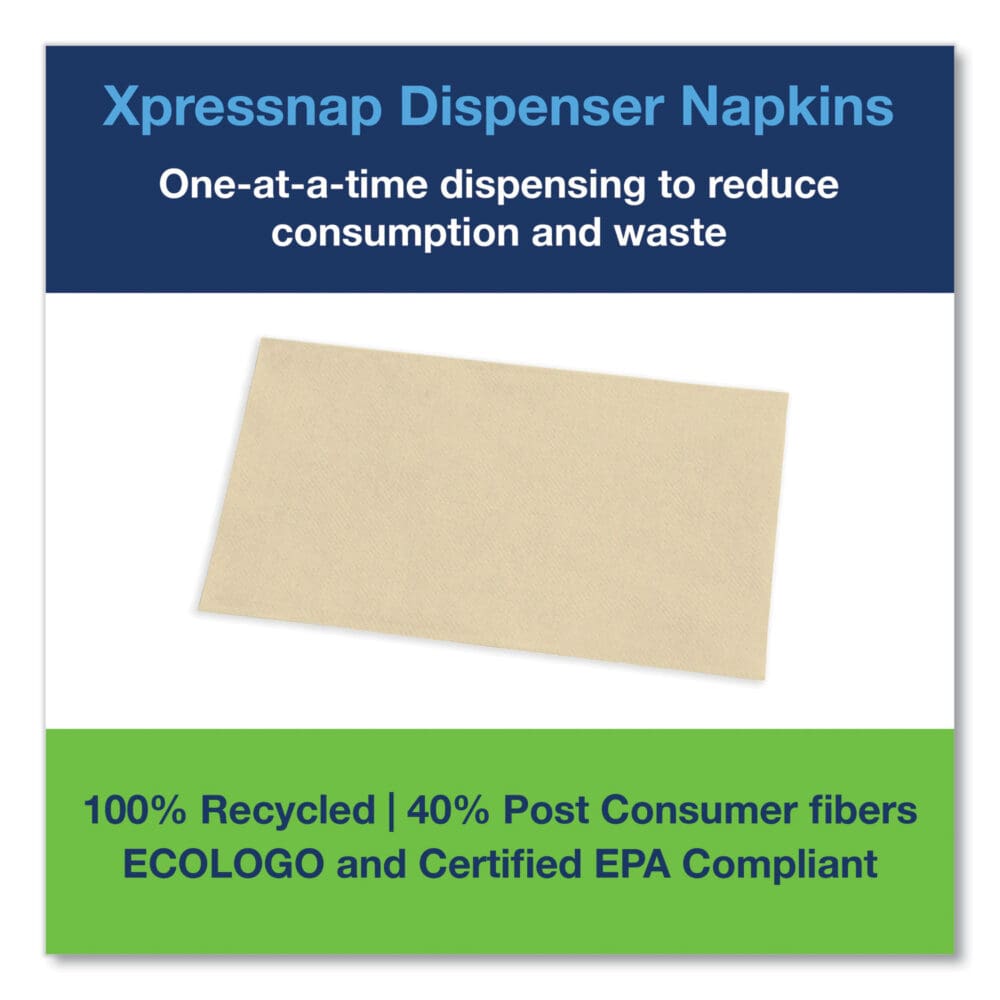 Xpressnap Interfold Dispenser Napkins, 2-Ply, Bag-Pack, 13 x 8.5, Natural, 500/Pack, 12 Packs/Carton - Image 5
