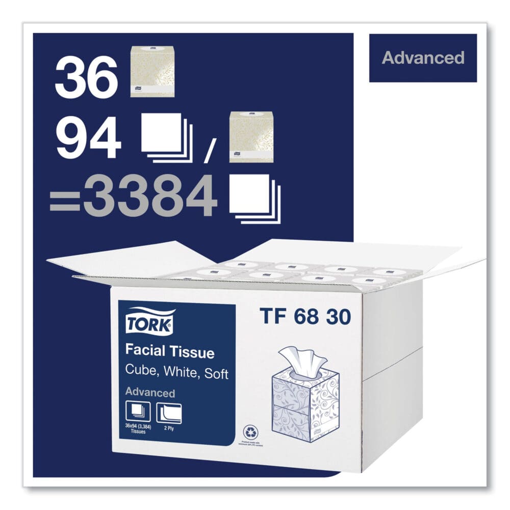 Advanced Facial Tissue, 2-Ply, White, Cube Box, 94 Sheets/Box, 36 Boxes/Carton - Image 2