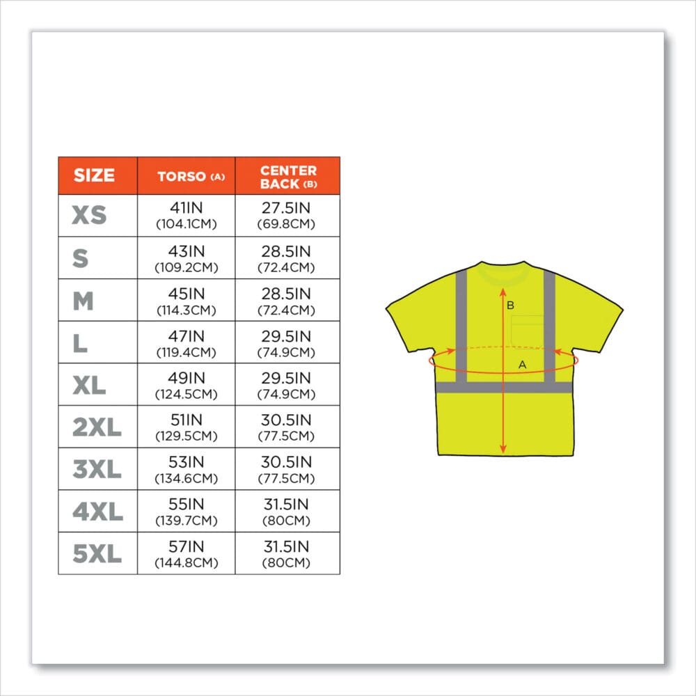 GloWear 8289 Class 2 Hi-Vis T-Shirt, Polyester, Lime, 3X-Large, Ships in 1-3 Business Days - Image 2