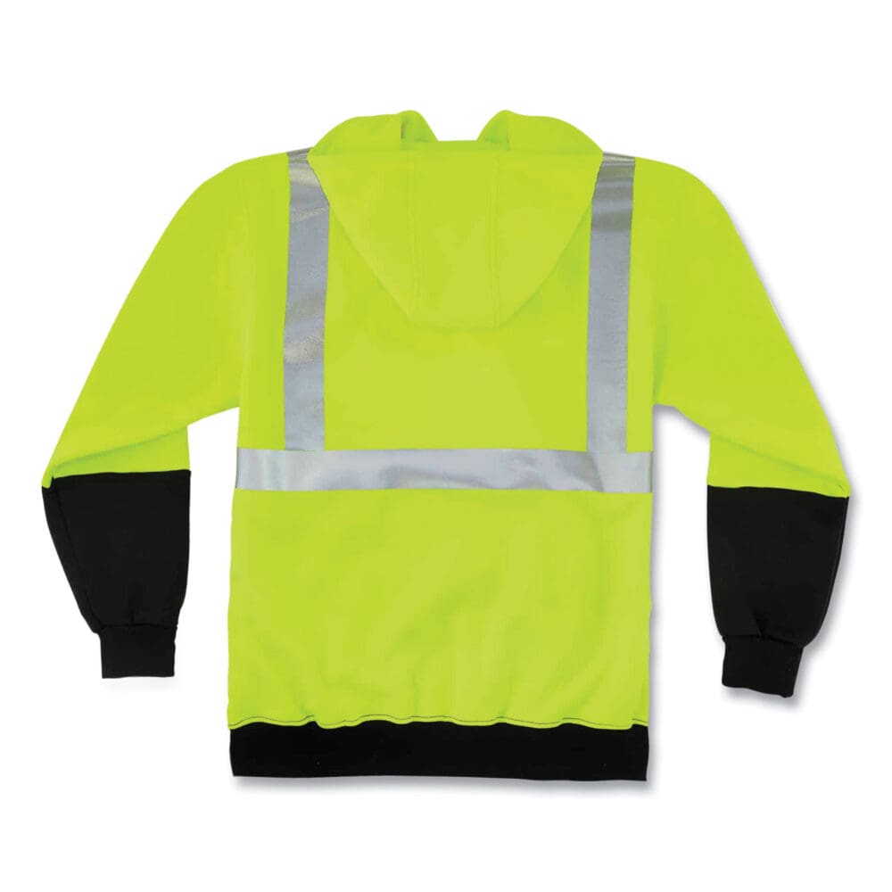 GloWear 8293 Hi-Vis Class 2 Hooded Sweatshirt Black Bottom, Polar Fleece, Small, Lime, Ships in 1-3 Business Days - Image 2