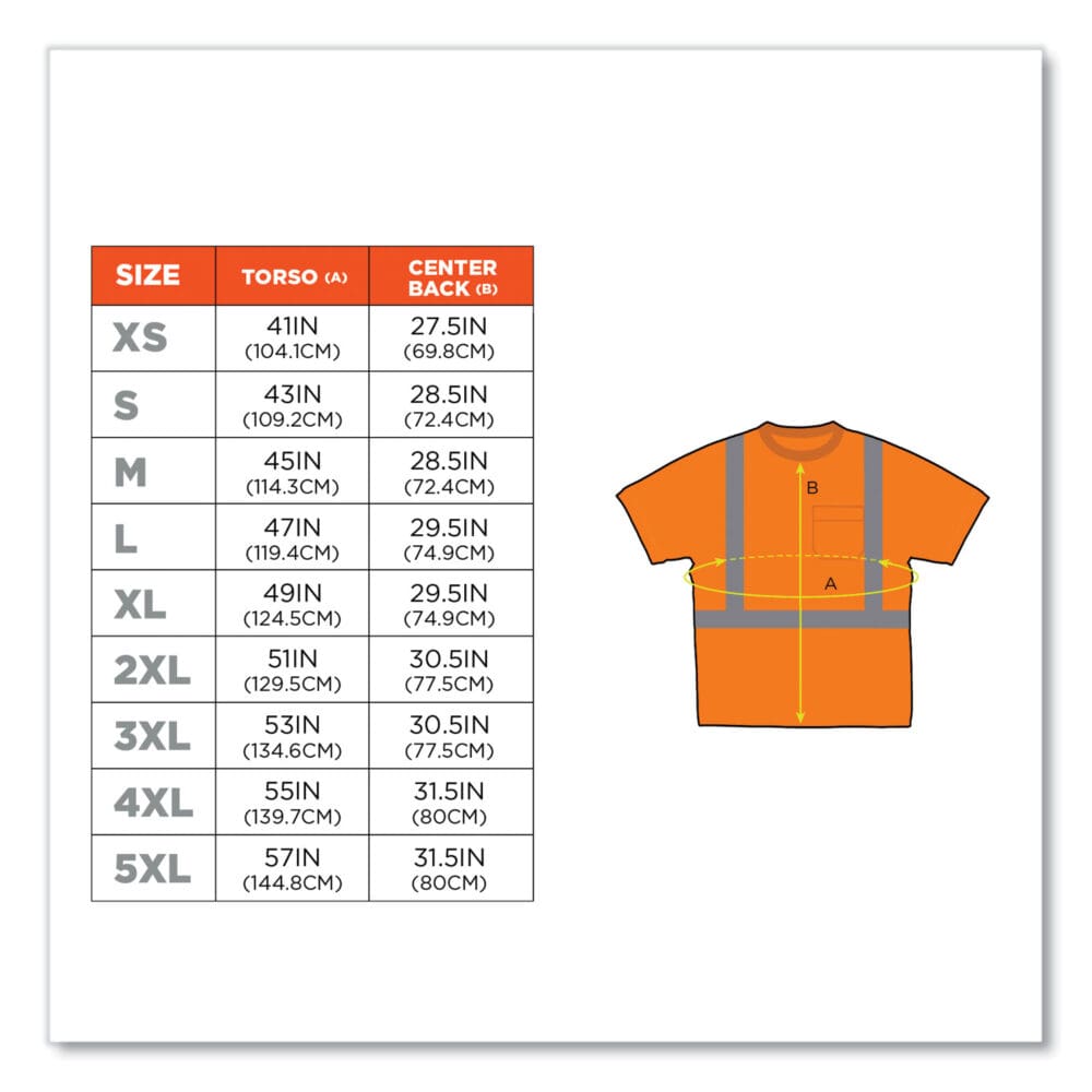 GloWear 8289 Class 2 Hi-Vis T-Shirt, Polyester, Orange, Large, Ships in 1-3 Business Days - Image 2