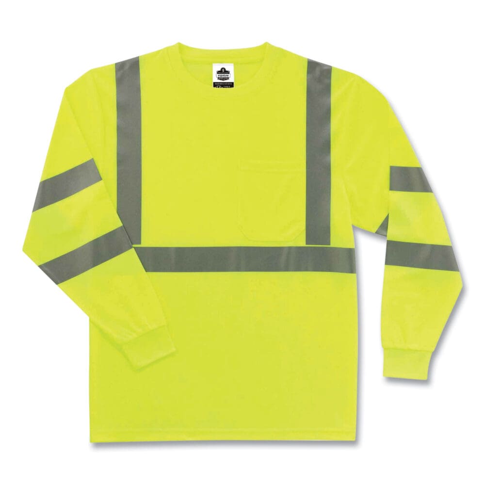 GloWear 8391 Class 3 Hi-Vis Long Sleeve Shirt, Polyester, Lime, Small, Ships in 1-3 Business Days - Image 3