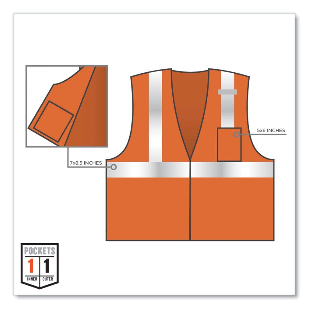 GloWear 8210Z Class 2 Economy Mesh Vest, Polyester, Orange, Small/Medium, Ships in 1-3 Business Days - Image 3