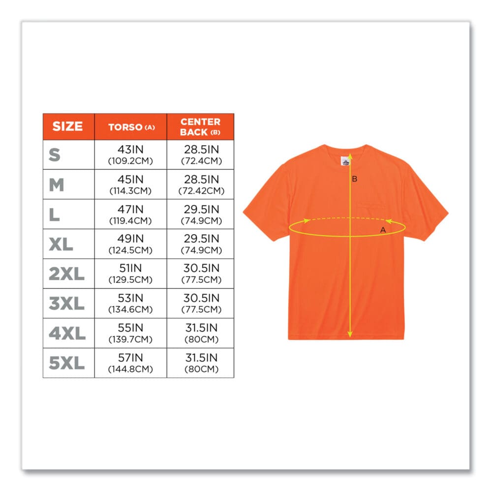GloWear 8089 Non-Certified Hi-Vis T-Shirt, Polyester, X-Large, Orange, Ships in 1-3 Business Days - Image 2