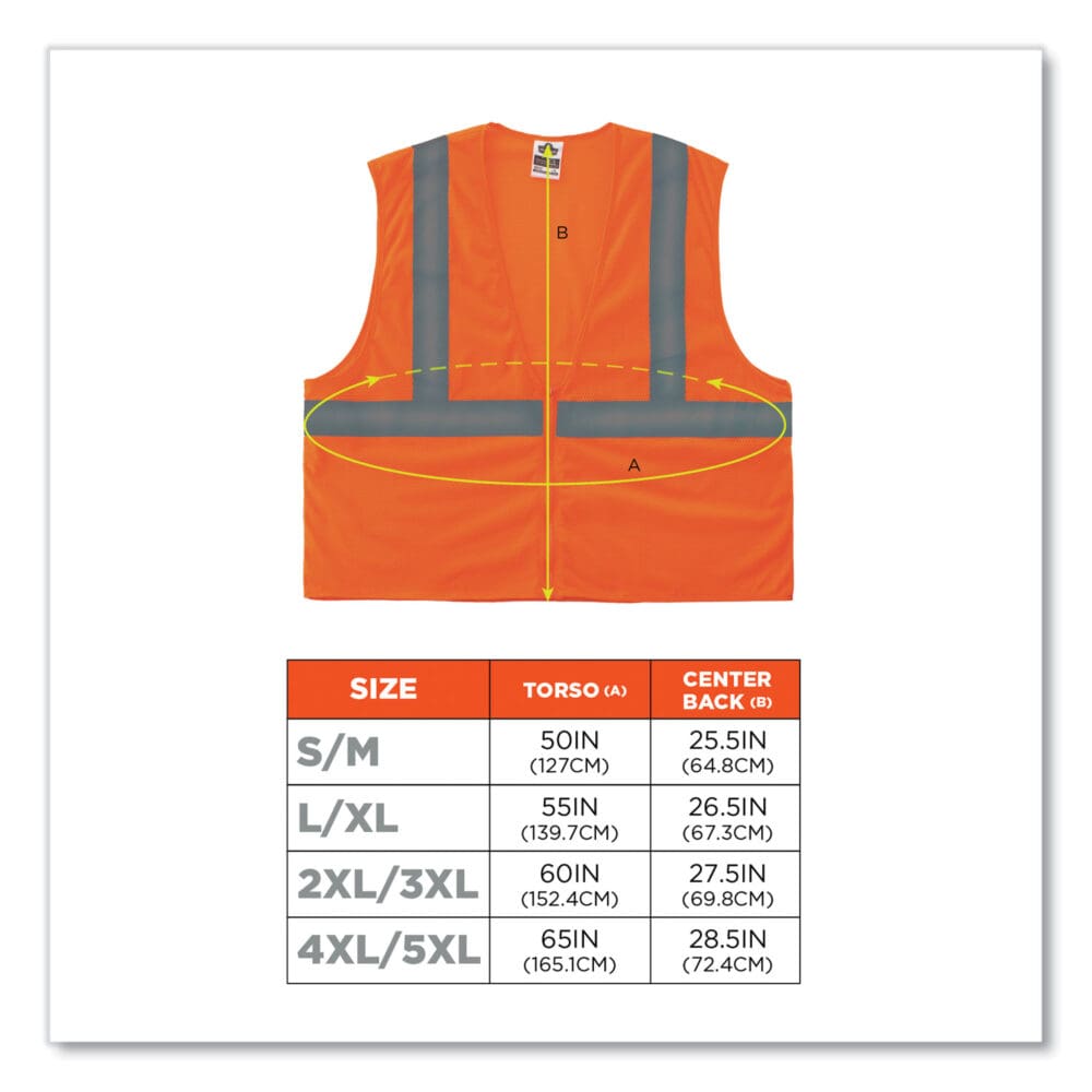 GloWear 8205Z Class 2 Super Economy Mesh Vest, Polyester, Orange, Large/X-Large, Ships in 1-3 Business Days - Image 3