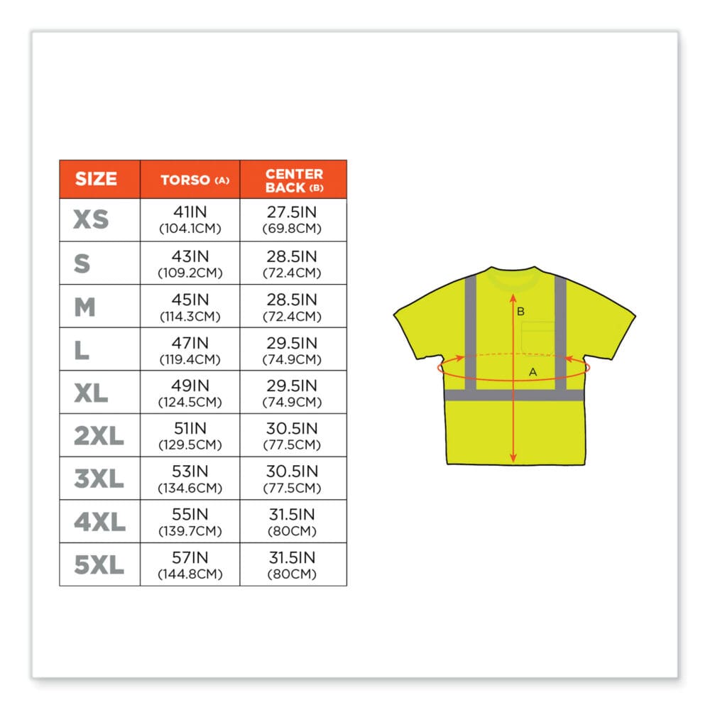GloWear 8289 Class 2 Hi-Vis T-Shirt, Polyester, Lime, Small, Ships in 1-3 Business Days - Image 4