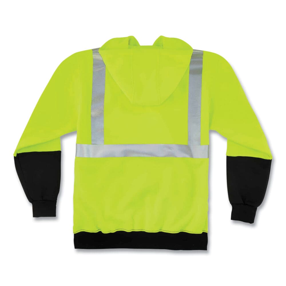 GloWear 8293 Hi-Vis Class 2 Hooded Sweatshirt Black Bottom, Polar Fleece, Small, Lime, Ships in 1-3 Business Days - Image 3