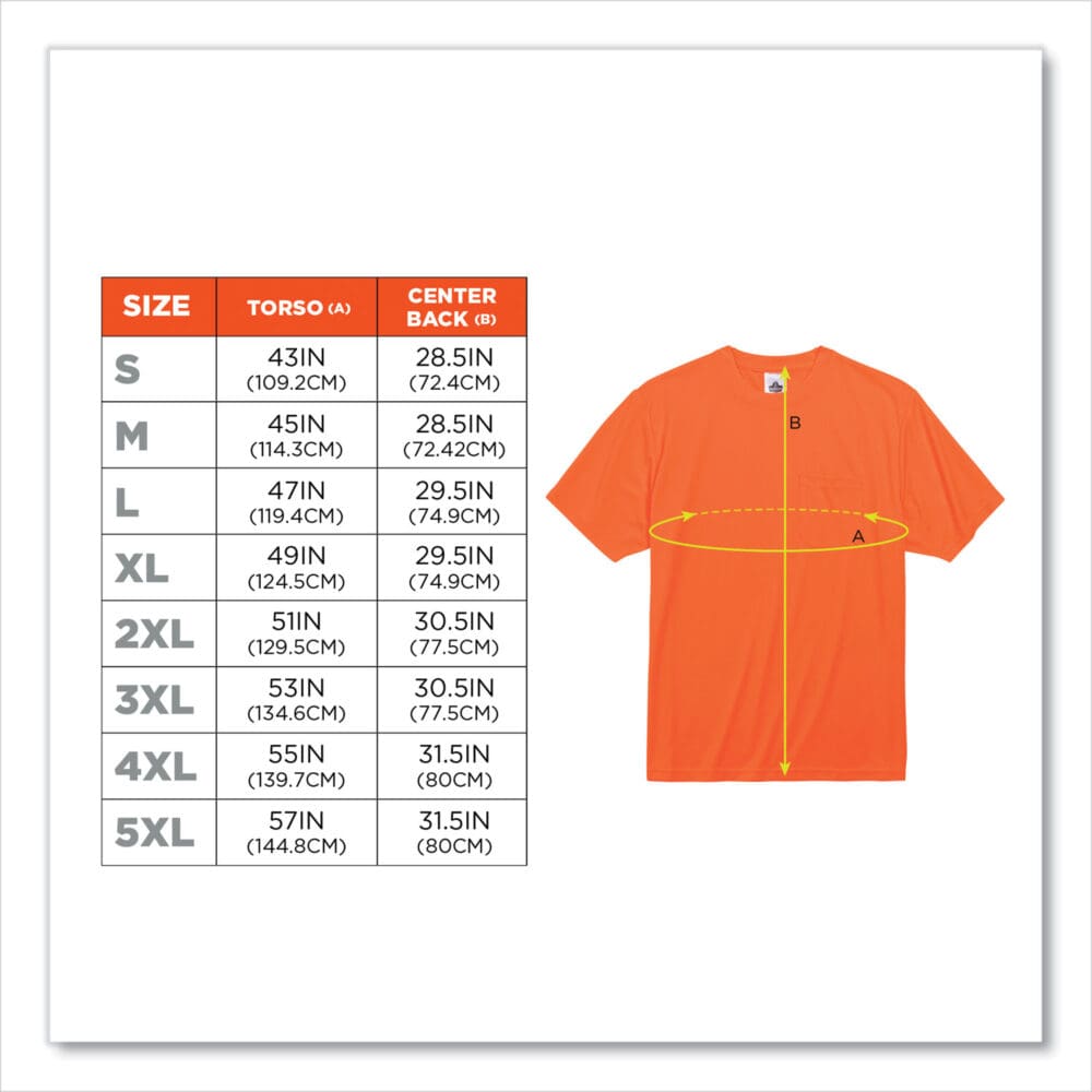 GloWear 8089 Non-Certified Hi-Vis T-Shirt, Polyester, 4X-Large, Orange, Ships in 1-3 Business Days - Image 2