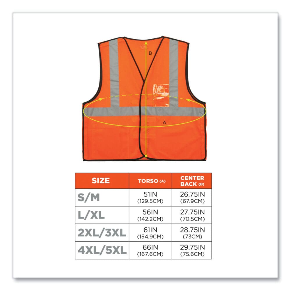 GloWear 8216BA Class 2 Breakaway Mesh ID Holder Vest, Polyester, 4X-Large/5X-Large, Orange, Ships in 1-3 Business Days - Image 4