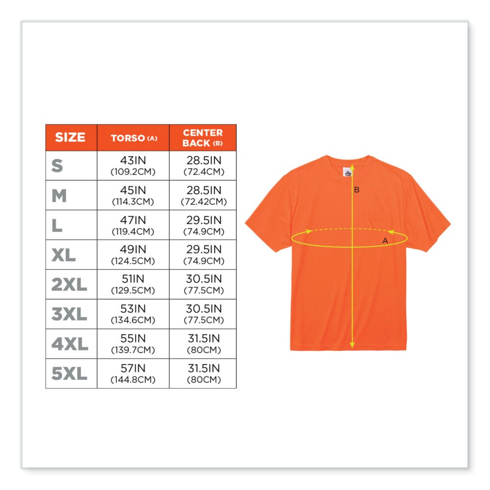 GloWear 8089 Non-Certified Hi-Vis T-Shirt, Polyester, Large, Orange, Ships in 1-3 Business Days - Image 2