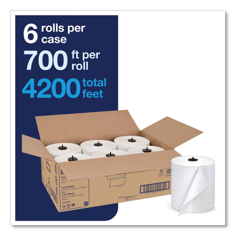 Advanced Matic Hand Towel Roll, 1-Ply, 7.7" x 700 ft, White, 6 Rolls/Carton - Image 3