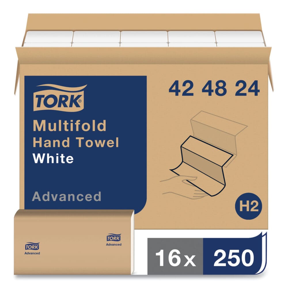 Advanced Multifold Hand Towel, 1-Ply, 9 x 9.5, White, 250/Pack, 16 Packs/Carton - Image 2