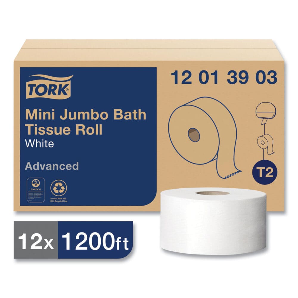 Advanced Jumbo Bath Tissue, Septic Safe, 1-Ply, White, 3.48" x 1,200 ft, 12 Rolls/Carton - Image 9