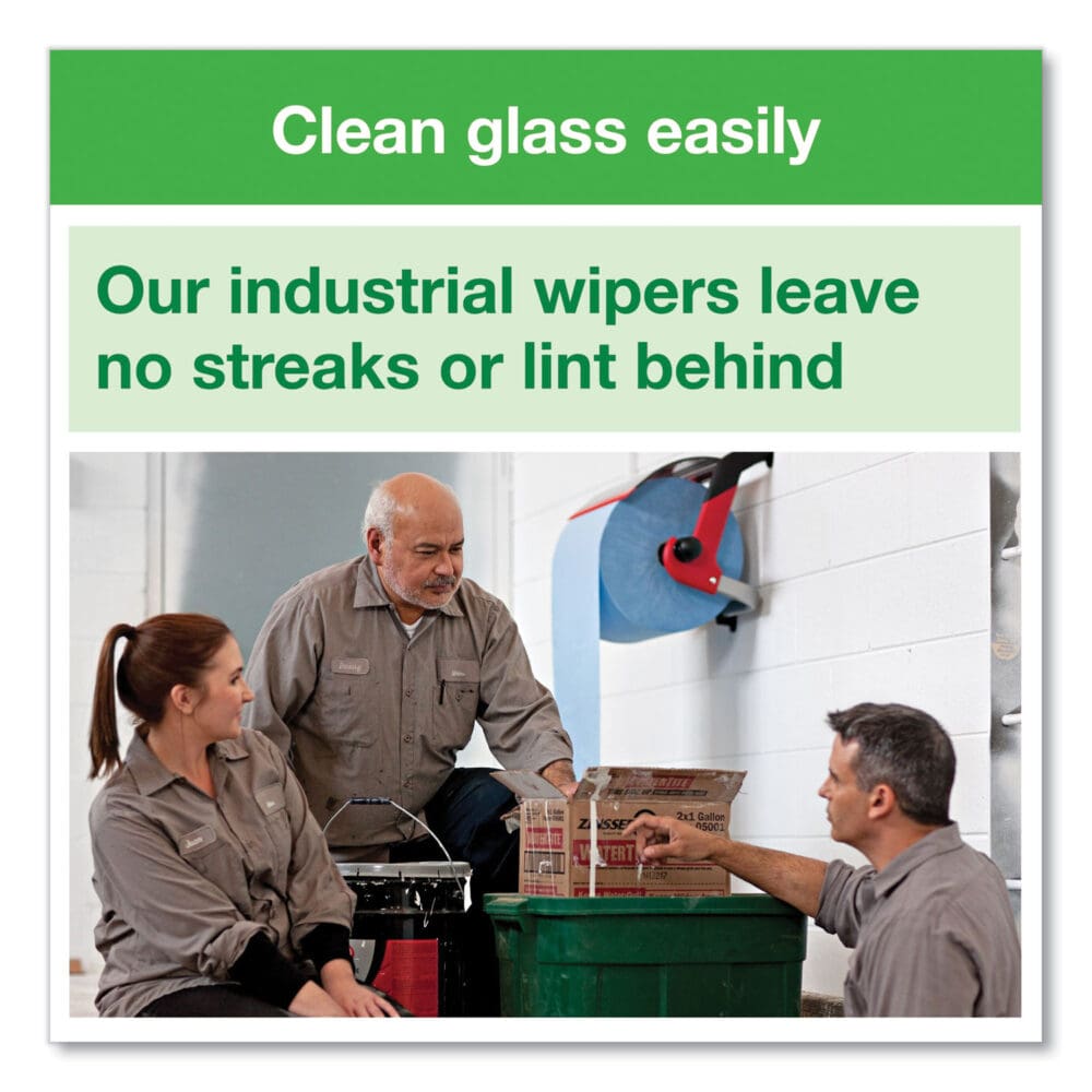 Industrial Paper Wiper, 4-Ply, 11 x 15.75, Unscented, Blue, 375 Wipes/Roll, 2 Rolls/Carton - Image 6