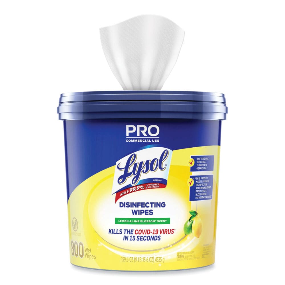 Professional Disinfecting Wipe Bucket, 1-Ply, 6 x 8, Lemon and Lime Blossom, White, 800 Wipes/Bucket, 2 Buckets/Carton - Image 4