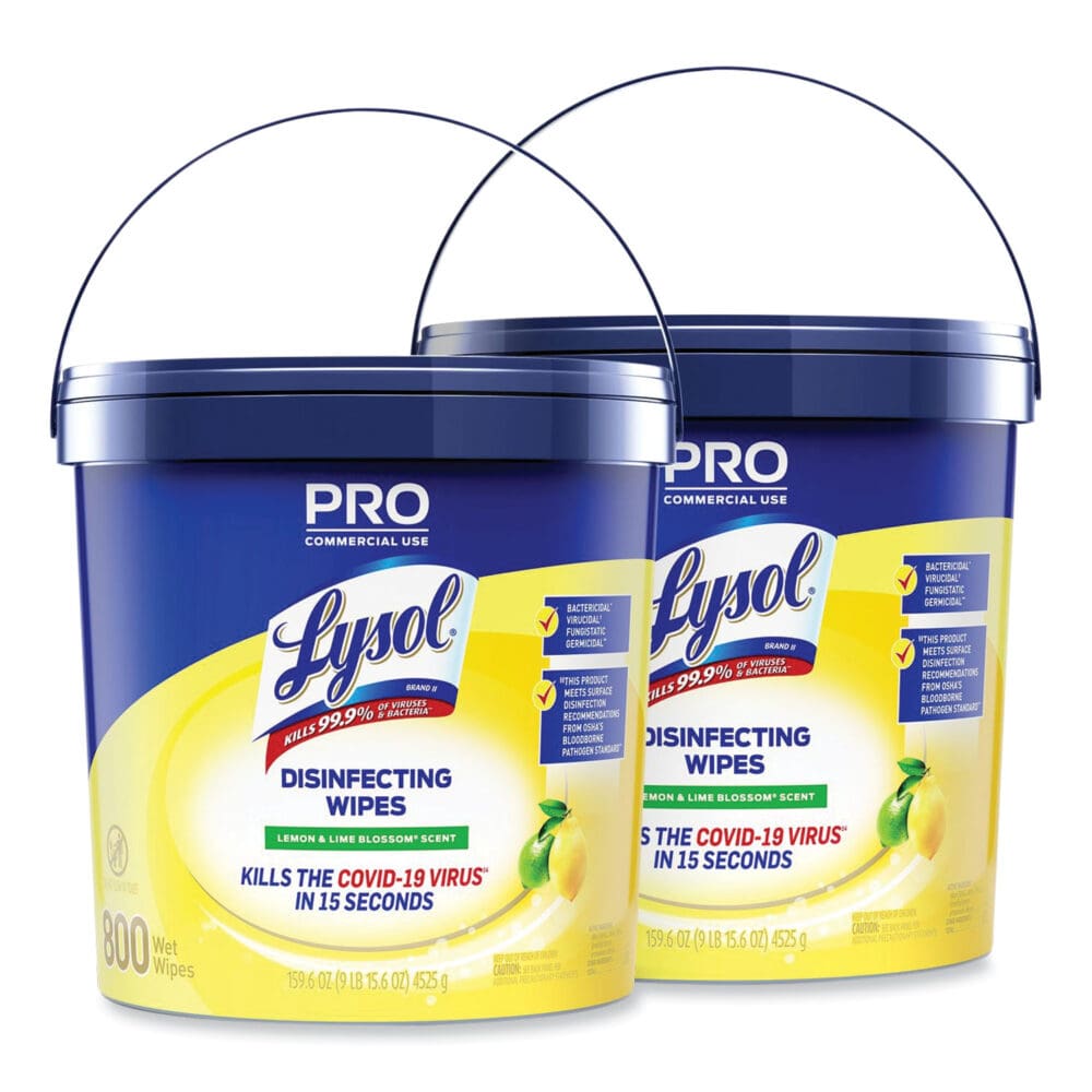 Professional Disinfecting Wipe Bucket, 1-Ply, 6 x 8, Lemon and Lime Blossom, White, 800 Wipes/Bucket, 2 Buckets/Carton - Image 11
