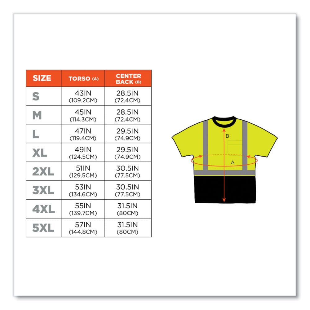 GloWear 8289BK Class 2 Hi-Vis T-Shirt with Black Bottom, 5X-Large, Lime, Ships in 1-3 Business Days - Image 4