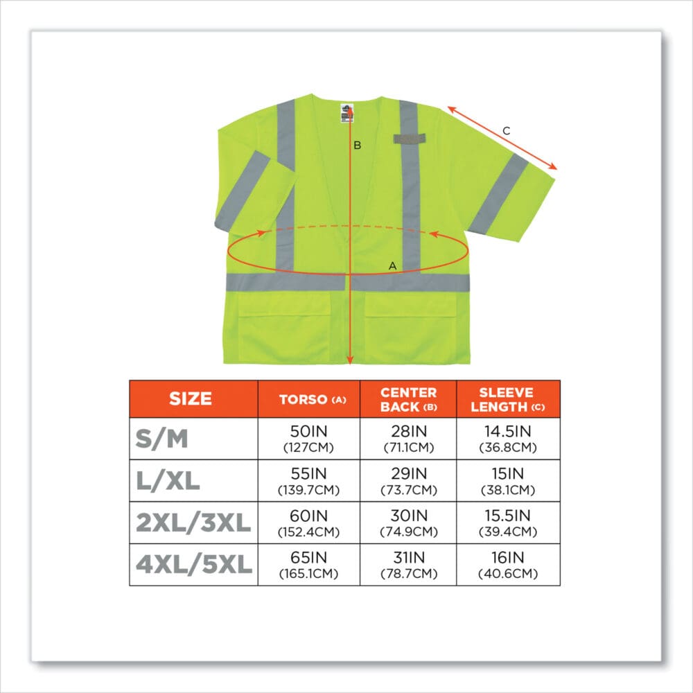 GloWear 8320Z Class 3 Standard Zipper Vest, Polyester, Small/Medium, Lime, Ships in 1-3 Business Days - Image 5