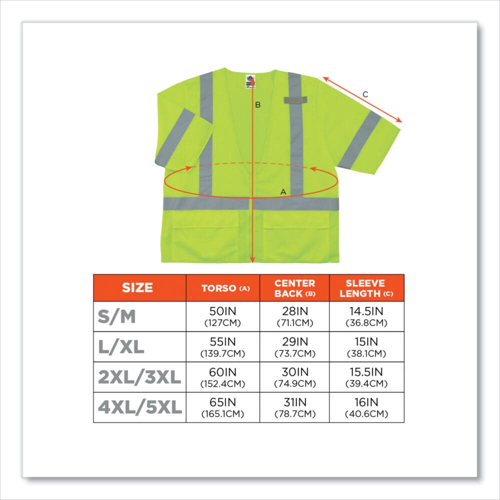 GloWear 8320Z Class 3 Standard Zipper Vest, Polyester, 2X-Large/3X-Large, Lime, Ships in 1-3 Business Days - Image 4