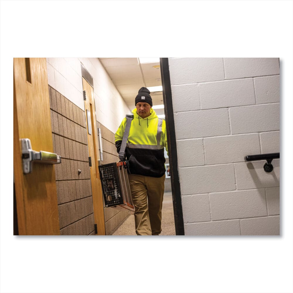 GloWear 8373 Hi-Vis Class 3 Hooded with Sweatshirt Black Bottom, Polar Fleece, Lime, Medium, Ships in 1-3 Business Days - Image 2