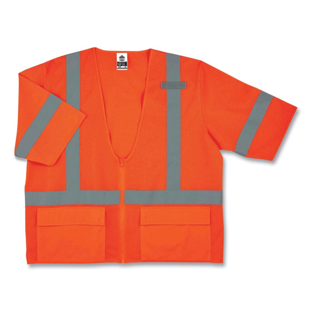 GloWear 8320Z Class 3 Standard Zipper Vest, Polyester, 4X-Large/5X-Large, Orange, Ships in 1-3 Business Days - Image 3