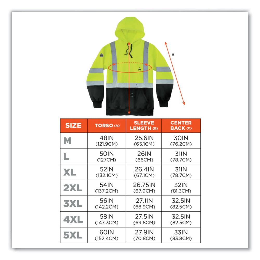 GloWear 8373 Hi-Vis Class 3 Hooded with Sweatshirt Black Bottom, Polar Fleece, Lime, Medium, Ships in 1-3 Business Days - Image 3